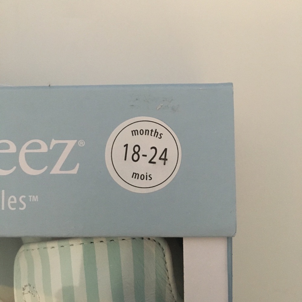 Robeez Soft Soles Baby Shoes in Mint Stripe with Seahorse & Coral 18-24M - Picture 11 of 14